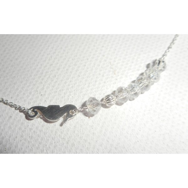 925 zilveren choker ketting met klein zeepaardje en kristallen kralen