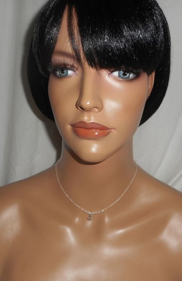925 zilveren choker ketting met anker en kristallen kralen