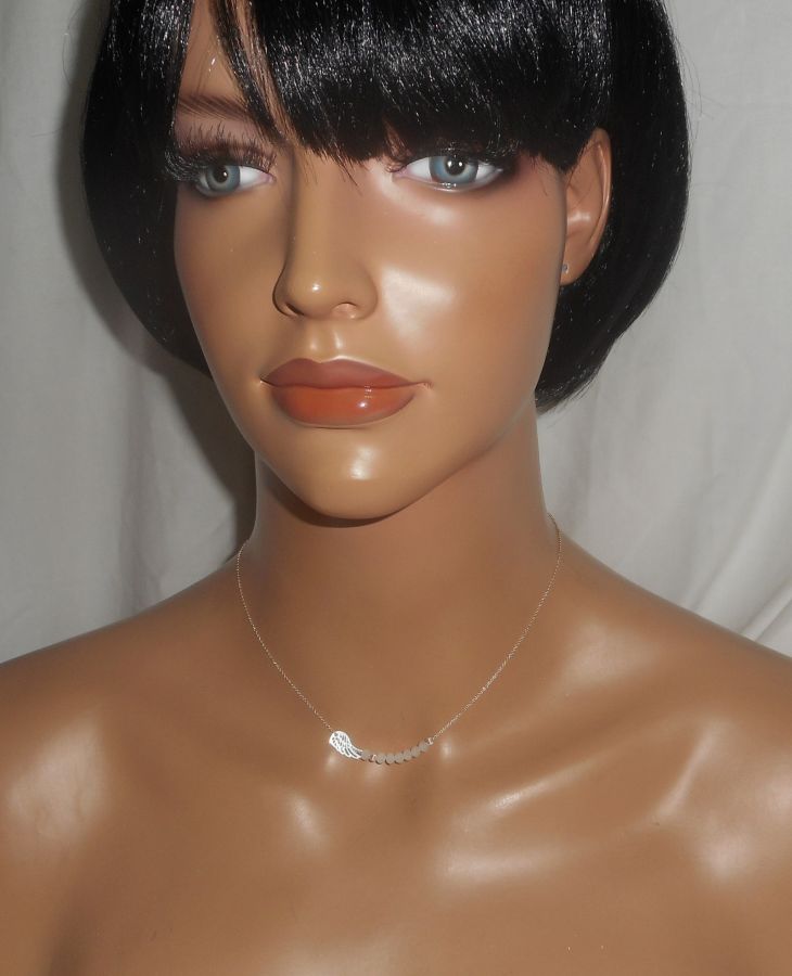 925 zilveren choker ketting met kleine vleugel en witte kristallen kralen