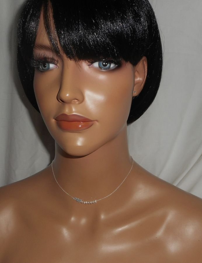 925 zilveren choker ketting met klein zeepaardje en kristallen kralen