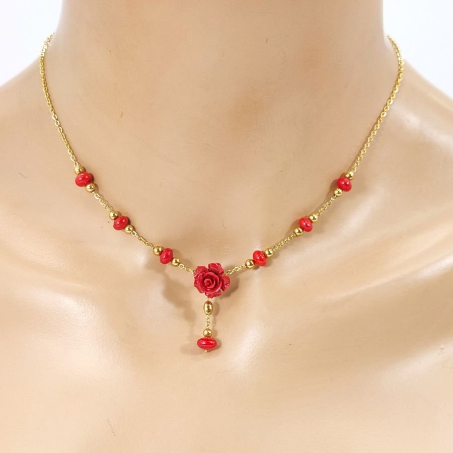 Roze en rode gorgonian ketting