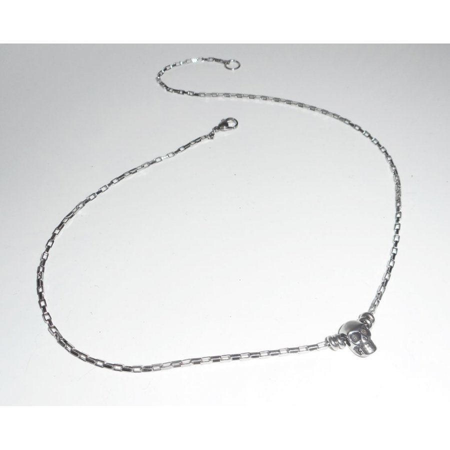 Schedel en gekruiste botten ketting aan roestvrij stalen ketting