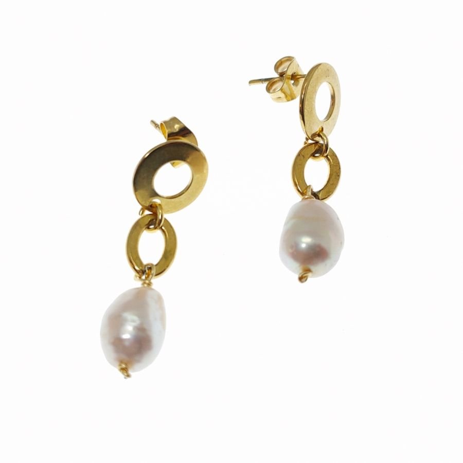  Ketting met grote ketting en barokke gekweekte parels