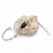Agaat armband aan stalen koffieboon ketting 