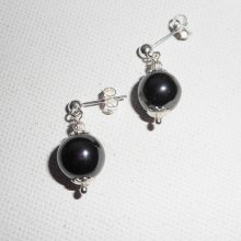 10mm Hematiet Oorbellen op 925 Sterling Zilver