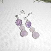 Zilver 925 roze amethist oorbellen met parels