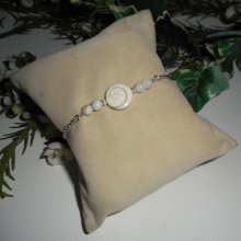 St Lucia oogarmband met parelmoer kralen aan 925 zilveren ketting