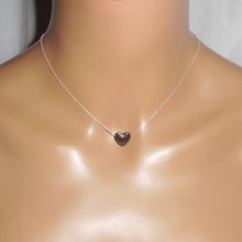 Hematiet hart hanger aan 925 zilveren ketting