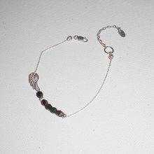 Originele bruine kristallen vleugel en kralen armband aan 925 zilveren ketting
