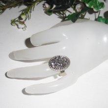 Originele cabochon ring met pyriet steen op verstelbare ring