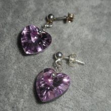 Swarovski kristallen hart oorbellen op 925 zilveren knopjes