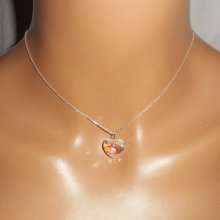 Witte hart hanger AB in Swarovski kristal aan 925 zilveren ketting