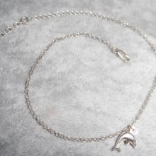 Armband/enkelketting met dolfijn aan 925 zilveren ketting