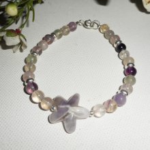 Amethist en fluoriet ster armband op 925 zilver