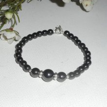 Armband met hematietstenen en zilver 925