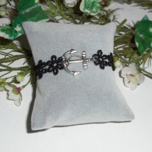 Originele armband met anker en zwart kant