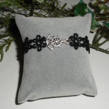 Originele armband met anker en roer op zwarte kant