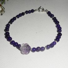 Amethist parel en roos armband op zilveren sluiting