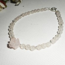 Rozenkwarts en parel armband op zilveren sluiting