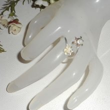 Originele 925 zilveren ring met witte St Lucia oogschildpad en parelmoer