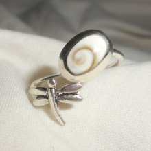 Originele 925 Sterling Zilveren Ring met St. Lucia's Oog en Libelle