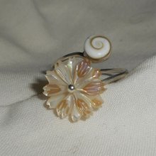 Originele 925 Sterling Zilveren Ring met Parelmoer Margriet en St. Lucia-oog