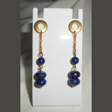 Lapis lazuli en blauwe Murano glaskralen op roestvrij stalen oorbellen