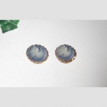 Blauwe camee oorbellen op clips