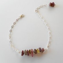 Chip armband met toermalijn stenen aan 925 zilveren ketting
