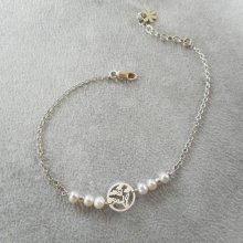 Gekweekte parelarmband met levensboom in zilver 925