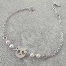 Gekweekte parelarmband met panda in zilver 925