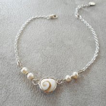 Gekweekte parel armband met St Lucia oog hart in zilver 925