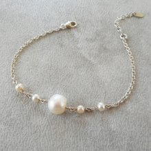 Gekweekte parel armband aan 925 zilveren ketting
