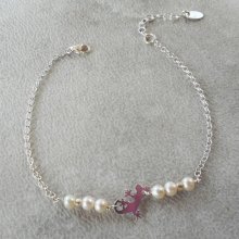 Gekweekte parel en tarantula armband aan 925 zilveren ketting