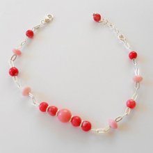 Koraal en rode gorgonian kralen armband aan 925 zilveren ketting