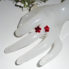 Rode Swarovski Kristal Dubbele Bloem Ring