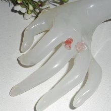Bloem en steen ring - roze kwarts en zilver 925