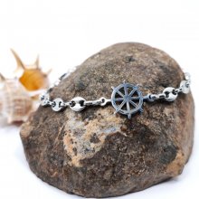 Stuurwielarmband aan stalen koffiebonenketting 