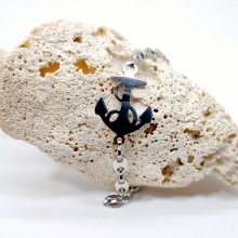 Ankerarmband aan stalen koffiebonenketting 