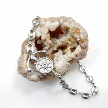 Anker en roer armband aan stalen koffiebonen ketting 