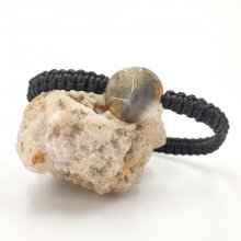 Geweven touw armband met blauwe agaat steen