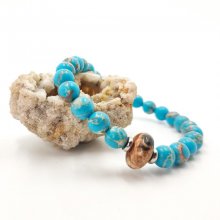 Herenarmband met bruine jaspis en amazonietstenen en roestvrij staal