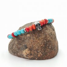 Gorgon en turkooizen armband met roestvrij stalen schedel