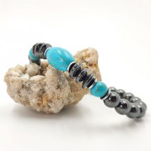 Antraciet grijze en blauwe turqueniet hematiet armband voor mannen
