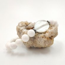 Herenarmband in witte schelp en parelmoer
