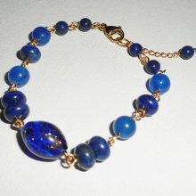 Murano glas en blauwe halfedelstenen armband