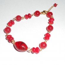 Rode Murano glas en Gorgon armband met gekleurde jade