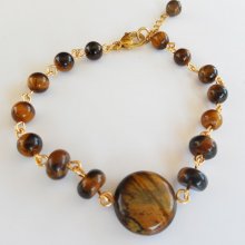Tijgeroog en roestvrij stalen armband