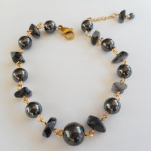 Hematiet en obsidiaan stenen armband