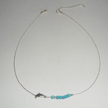 925 zilveren choker ketting met kleine dolfijn en turquoise stenen
